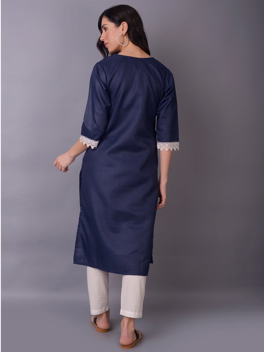 Stylish Navy Blue Kurti For Women With Fit Design Highlighting Straight  Stitch Decoration Material: Beads at Best Price in Noida | Jbn Exim Pvt.  Ltd.